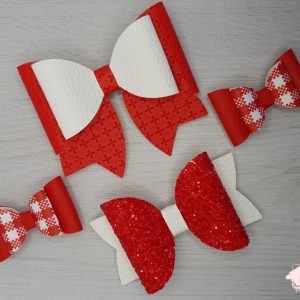 Red School Hair Bow Set
