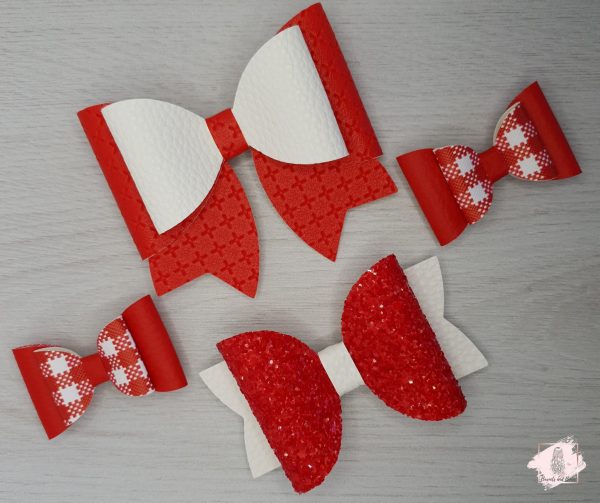 Red School Hair Bow Set