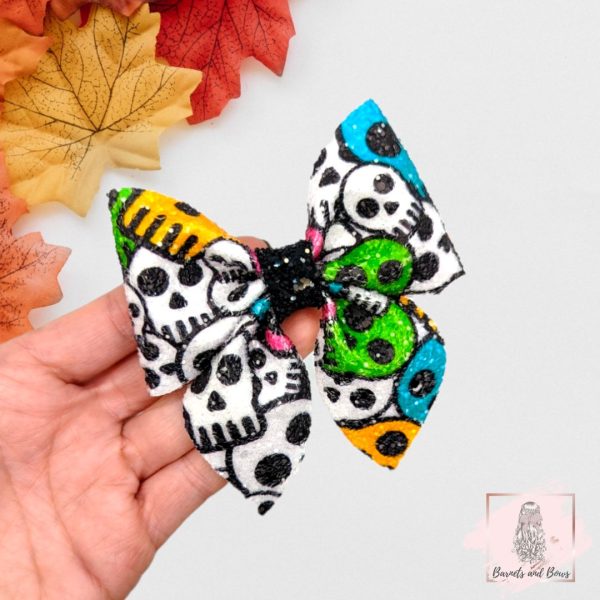 rainbow skulls bow