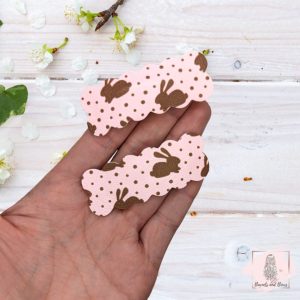 bunny print pink snap clips set
